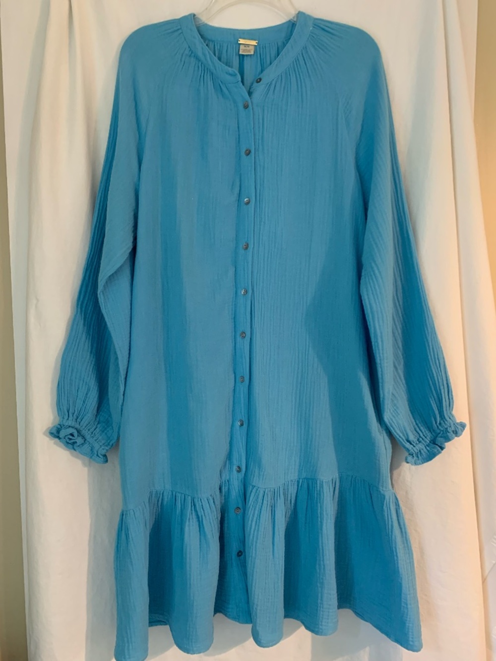 Magaschoni 100% organic cotton gauze button down dress